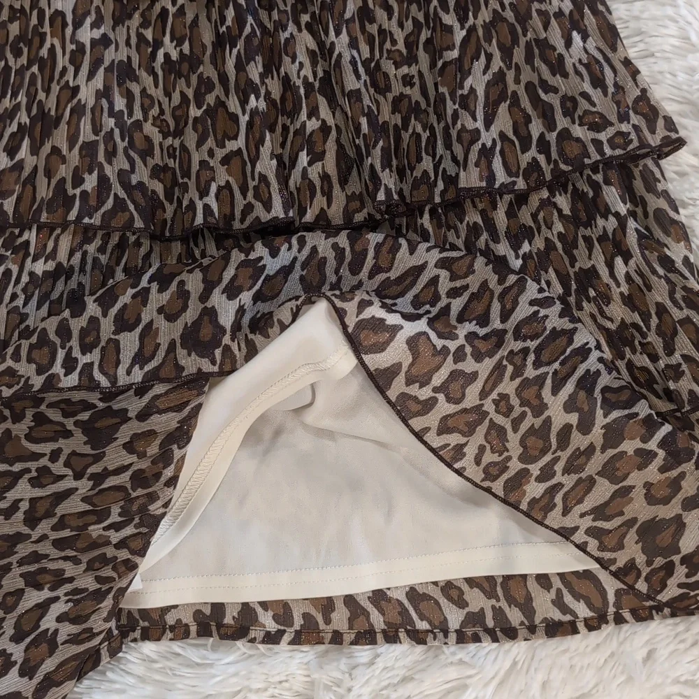 JUSTICE Girls Animal Print Ruffled Tiered Dress w/ Spaghetti Straps 12